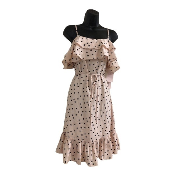 Anthropologie Avec les filles‎ pink polka dot ruffled tiered belted dress size 4 - Picture 15 of 16